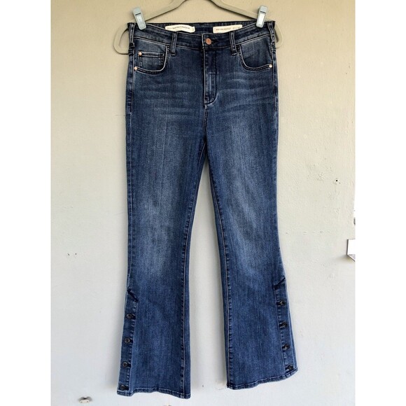 Anthropologie Pilcro High Rise Bootcut Jeans Womens 28 Button Hem Boho Western - Picture 4 of 15